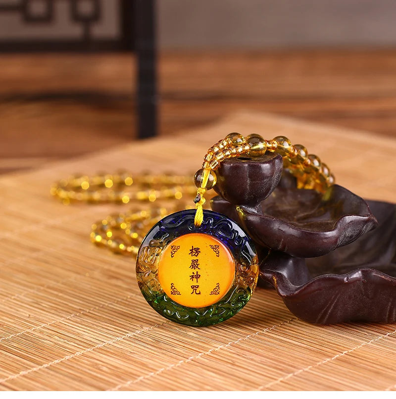 12PCS Buddhist supply Greco-Buddhist pocket travel safe Exorcise evil spirits Almighty talisman Shurangama Mantra Pendant Amulet
