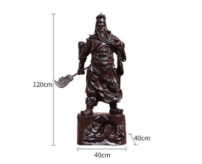 folk China Guan Yu Gong Warrior God Buddha Wooden Carving Wood Statue Wood Duke