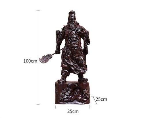 folk China Guan Yu Gong Warrior God Buddha Wooden Carving Wood Statue Wood Duke