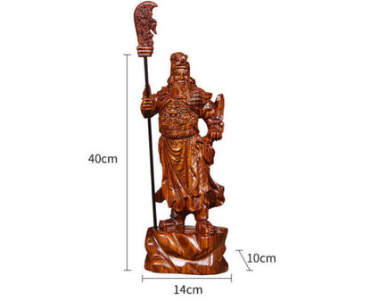 Rosewood Wood Guan Gong Yu Warrior God Guanyu Statue Dragon soldier sculpture