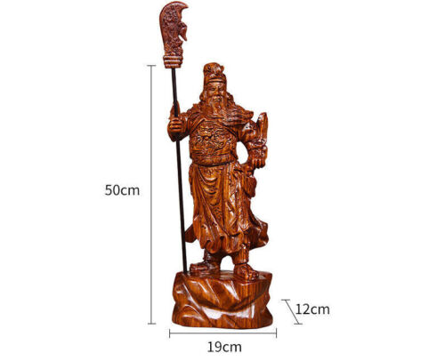 Rosewood Wood Chinese Feng shui Guan Gong Yu Warrior God Guanyu Statue Carved