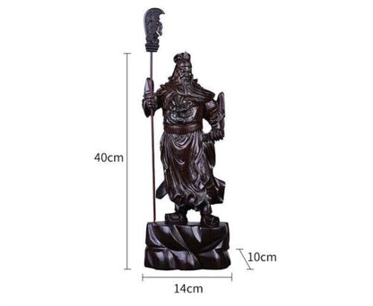 folk Ebony Wood Chinese Feng shui Guan Gong Yu Warrior God Guanyu Statue Carved