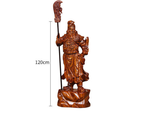 Rosewood Wood Guan Gong Yu Warrior God Guanyu Statue Dragon soldier sculpture