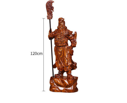 Rosewood Wood Guan Gong Yu Warrior God Guanyu Statue Dragon soldier sculpture