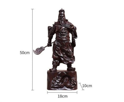 folk China Guan Yu Gong Warrior God Buddha Wooden Carving Wood Statue Wood Duke