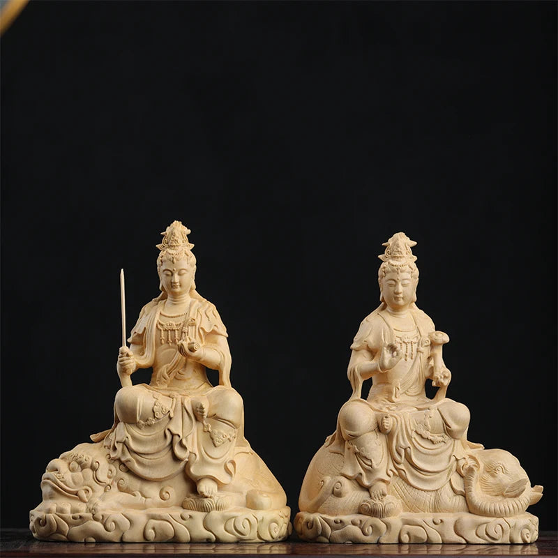 12cm Boxwood Buddha Feng Shui Car Hanging Wood Statue Zen Real Wood Wood Sculpture Home Décor Lucky God