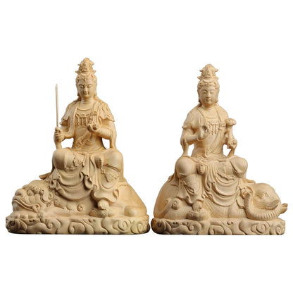 12cm Boxwood Buddha Feng Shui Car Hanging Wood Statue Zen Real Wood Wood Sculpture Home Décor Lucky God