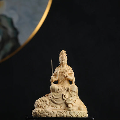 12cm Boxwood Buddha Feng Shui Car Hanging Wood Statue Zen Real Wood Wood Sculpture Home Décor Lucky God