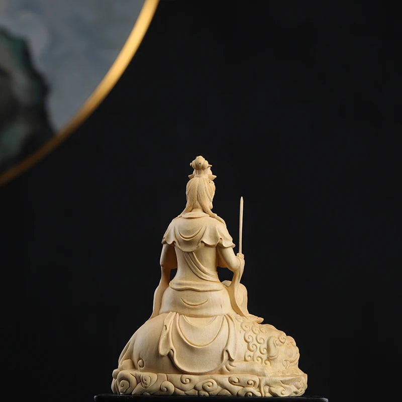 12cm Boxwood Buddha Feng Shui Car Hanging Wood Statue Zen Real Wood Wood Sculpture Home Décor Lucky God