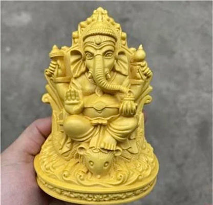 12cm Boxwood Carving South Asia Decorative Thai Elephant God Ornament Living Room Entrance To Attract Wealth Elephant Decor