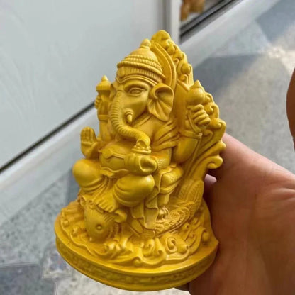 12cm Boxwood Carving South Asia Decorative Thai Elephant God Ornament Living Room Entrance To Attract Wealth Elephant Decor
