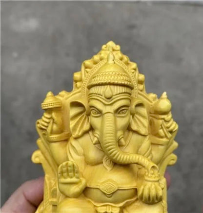12cm Boxwood Carving South Asia Decorative Thai Elephant God Ornament Living Room Entrance To Attract Wealth Elephant Decor