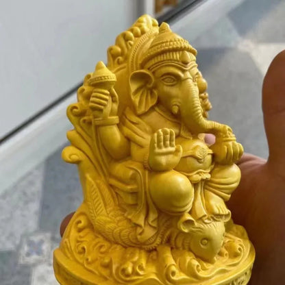 12cm Boxwood Carving South Asia Decorative Thai Elephant God Ornament Living Room Entrance To Attract Wealth Elephant Decor