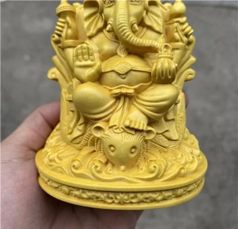 12cm Boxwood Carving South Asia Decorative Thai Elephant God Ornament Living Room Entrance To Attract Wealth Elephant Decor