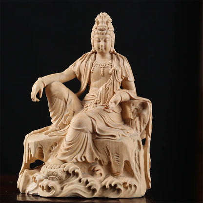 12cm Boxwood Feng Shui Figure Statue Buddha Home Décor Feng Shui Myth Office Decoration Wood Statue Wood Statue Rich