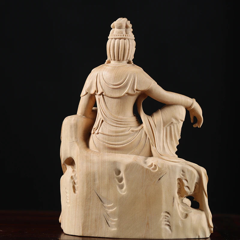 12cm Boxwood Feng Shui Figure Statue Buddha Home Décor Feng Shui Myth Office Decoration Wood Statue Wood Statue Rich