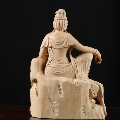 12cm Boxwood Feng Shui Figure Statue Buddha Home Décor Feng Shui Myth Office Decoration Wood Statue Wood Statue Rich