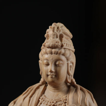 12cm Boxwood Feng Shui Figure Statue Buddha Home Décor Feng Shui Myth Office Decoration Wood Statue Wood Statue Rich