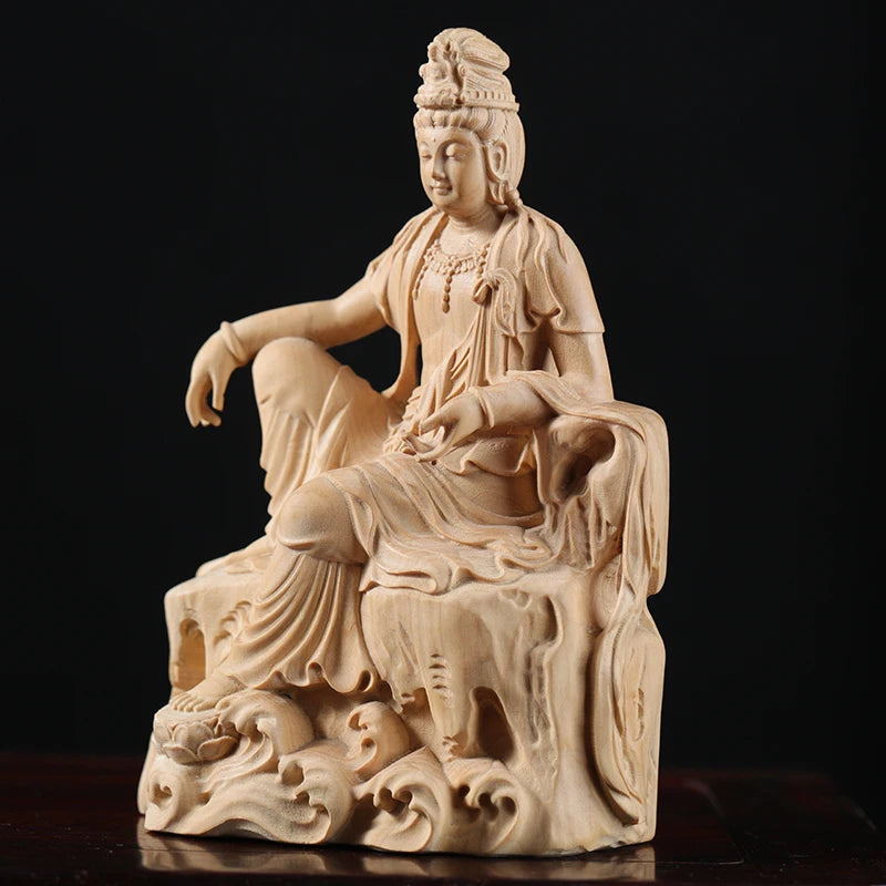 12cm Boxwood Feng Shui Figure Statue Buddha Home Décor Feng Shui Myth Office Decoration Wood Statue Wood Statue Rich