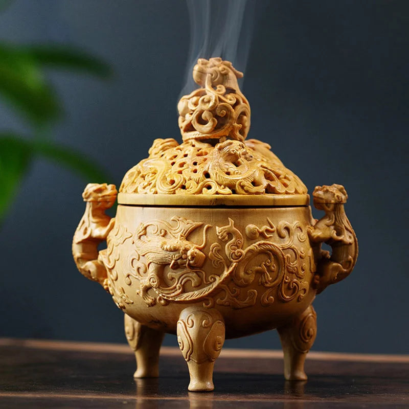 12cm Boxwood Wood Sculpture Real Wood Office Decoration Traditional Chinese Mascot Feng Shui Collection Lucky Zen Collection inc