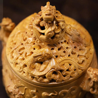 12cm Boxwood Wood Sculpture Real Wood Office Decoration Traditional Chinese Mascot Feng Shui Collection Lucky Zen Collection inc