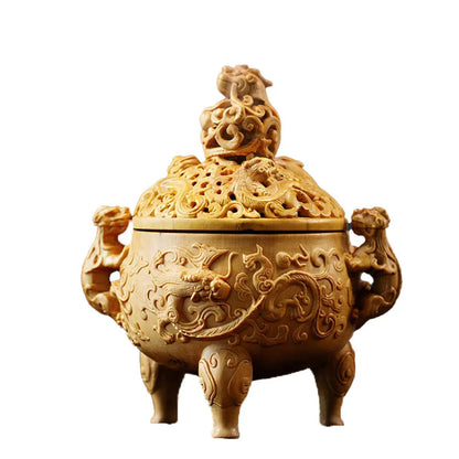 12cm Boxwood Wood Sculpture Real Wood Office Decoration Traditional Chinese Mascot Feng Shui Collection Lucky Zen Collection inc