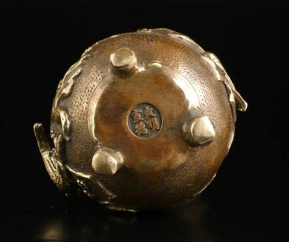 12cm Collection Old Brass Plum Flower Bird Lid Censer Incense Burner