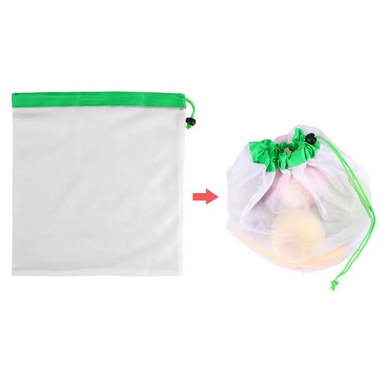 12pcs Eco Friendly Washable Mesh Produce Bags for Grocery Shopping Storage Reusable Fruit Vegetable Kitchen Storage