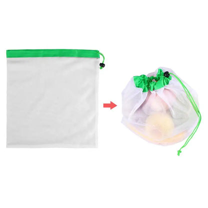 12pcs Eco Friendly Washable Mesh Produce Bags for Grocery Shopping Storage Reusable Fruit Vegetable Kitchen Storage