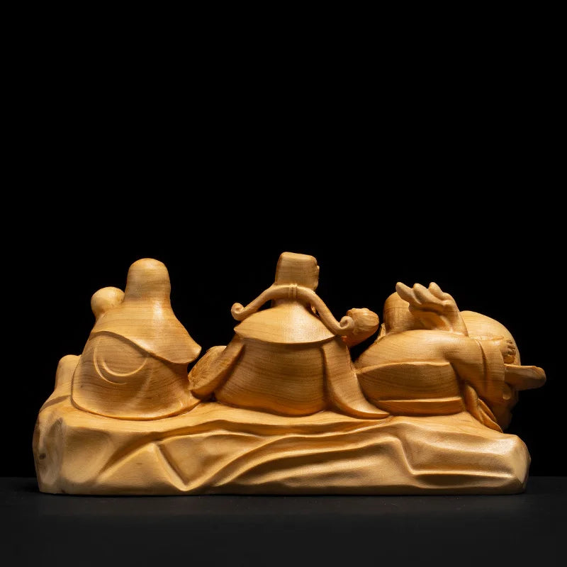 13/17CM Fu Lu Shou Boxwood Decoration Statue Crafts Feng Shui Elder  Birthday Gift Three Gods Sculpture Home Decor