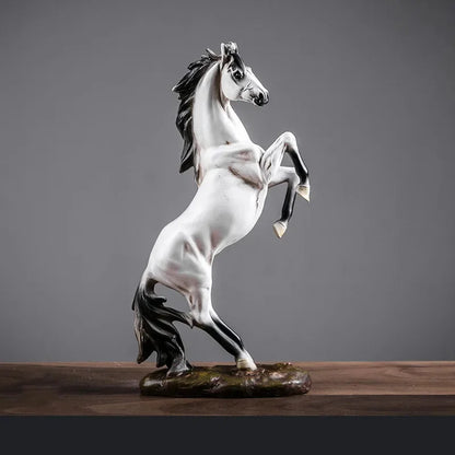 13.7 inches Horse Statue Figurines - Resin Standing Fighting Horse Sculpture Home Office Decoration Tabletop Decor Ornaments