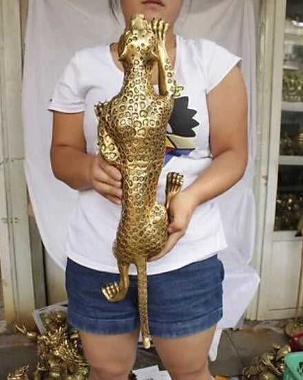 13 Inch Copper Animal Sculpture, Run Cheetah Statue Sculpture, Leopard Panther, Nordic Decoration For Him