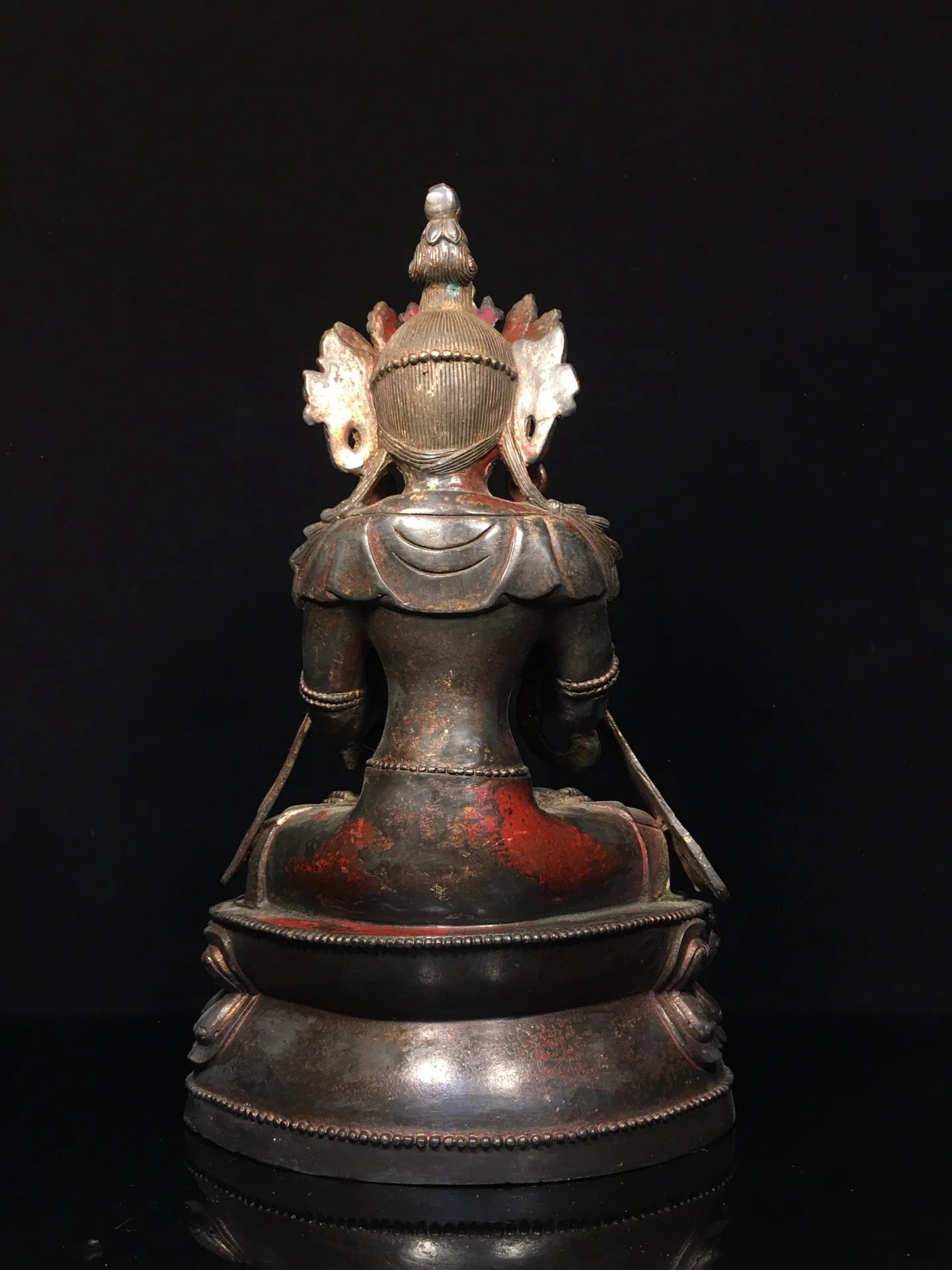 13"Tibet Temple Collection Old Bronze Cinnabar Mud gold Northern Wei Buddha Void Bodhisattva Worship Hall Town house