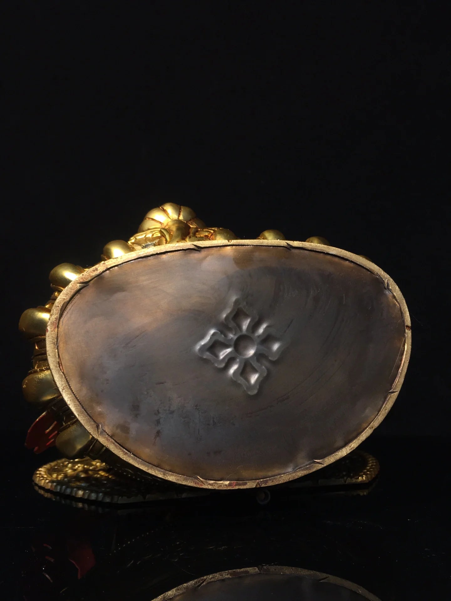13"Tibetan Temple Collection Old Bronze Cinnabar Gilded Face Painting Mosaic Gem Backlight Green Tara Buddha Worship Hall