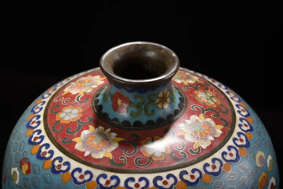 13"Tibetan Temple Collection Old Purple Bronze Cloisonne Chinese Loong Texture Bottle Prunus Vase A pair Town House Exorcism