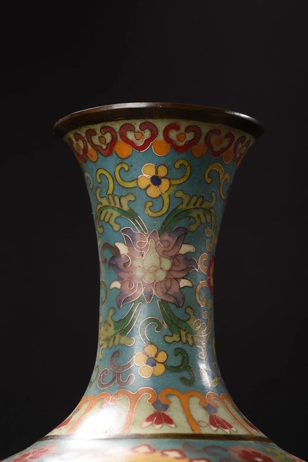 13"Tibetan Temple Collection Old Purple Bronze Cloisonne Floral texture Appreciation Bottle Vase A pair Town House Exorcism