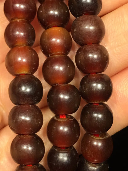 13"Tibetan Temple Collection Old Rhinoceros Horn Abacus Beads 108 Buddha Beads Necklace Pendant Amulet Town house Exorcism