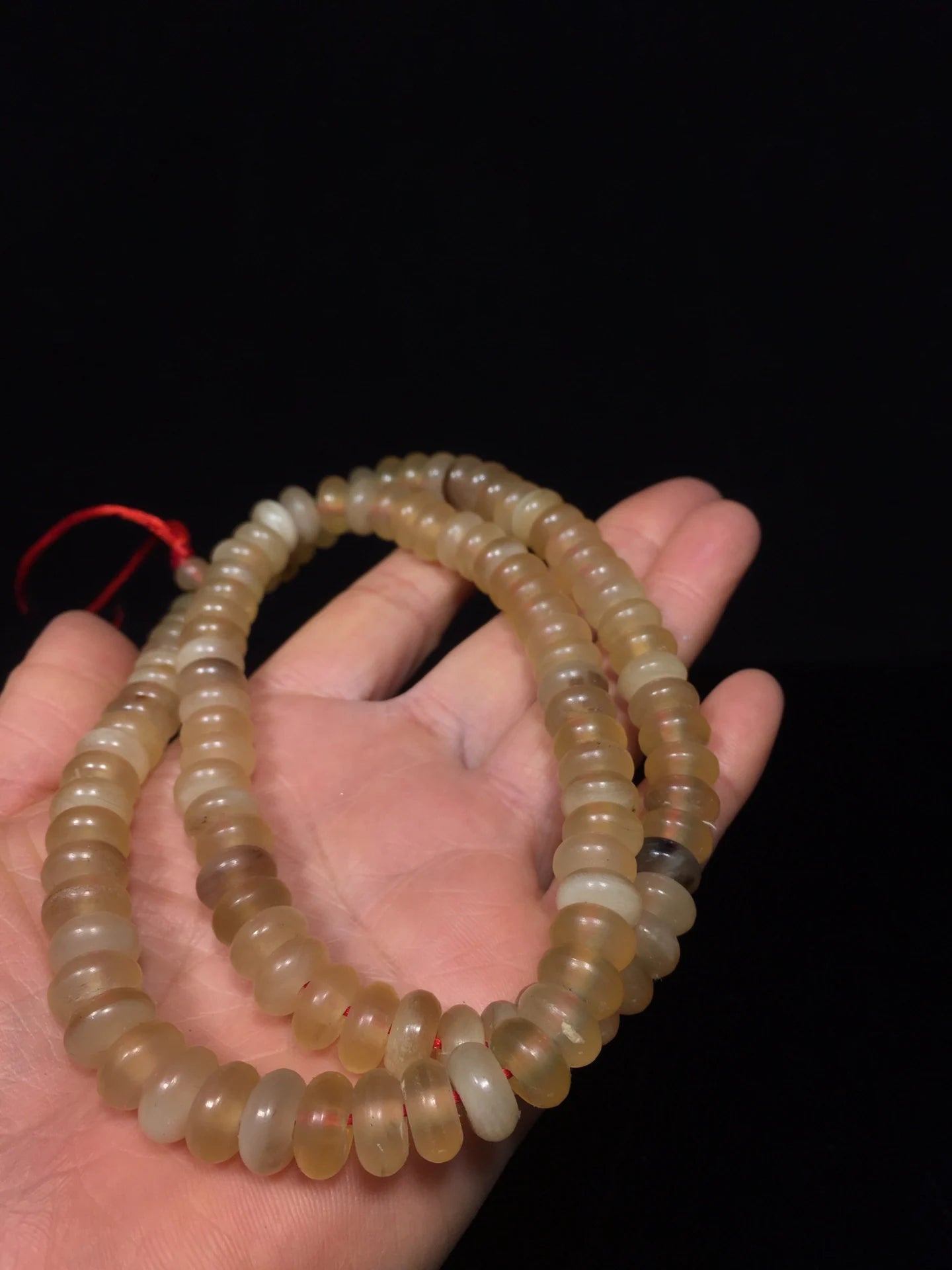 13"Tibetan Temple Collection Old Rhinoceros Horn Abacus Beads 108 Buddha Beads Necklace Pendant Amulet Town house Exorcism