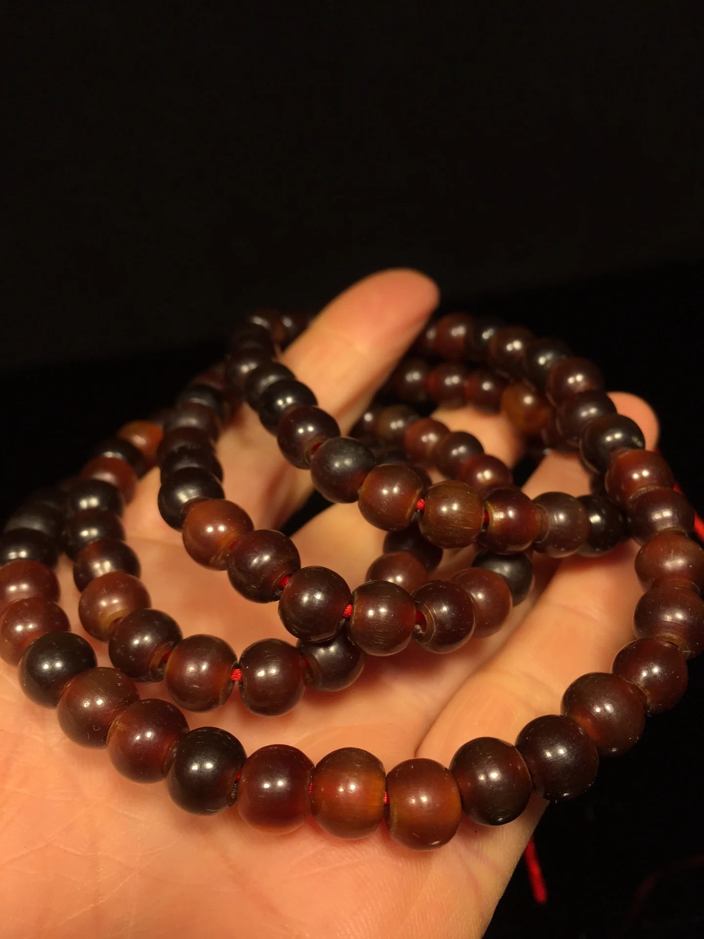 13"Tibetan Temple Collection Old Rhinoceros Horn Abacus Beads 108 Buddha Beads Necklace Pendant Amulet Town house Exorcism