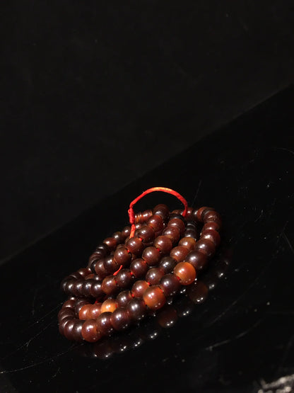 13"Tibetan Temple Collection Old Rhinoceros Horn Abacus Beads 108 Buddha Beads Necklace Pendant Amulet Town house Exorcism
