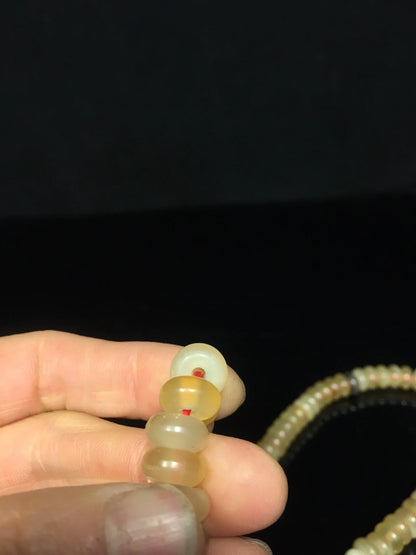 13"Tibetan Temple Collection Old Rhinoceros Horn Abacus Beads 108 Buddha Beads Necklace Pendant Amulet Town house Exorcism