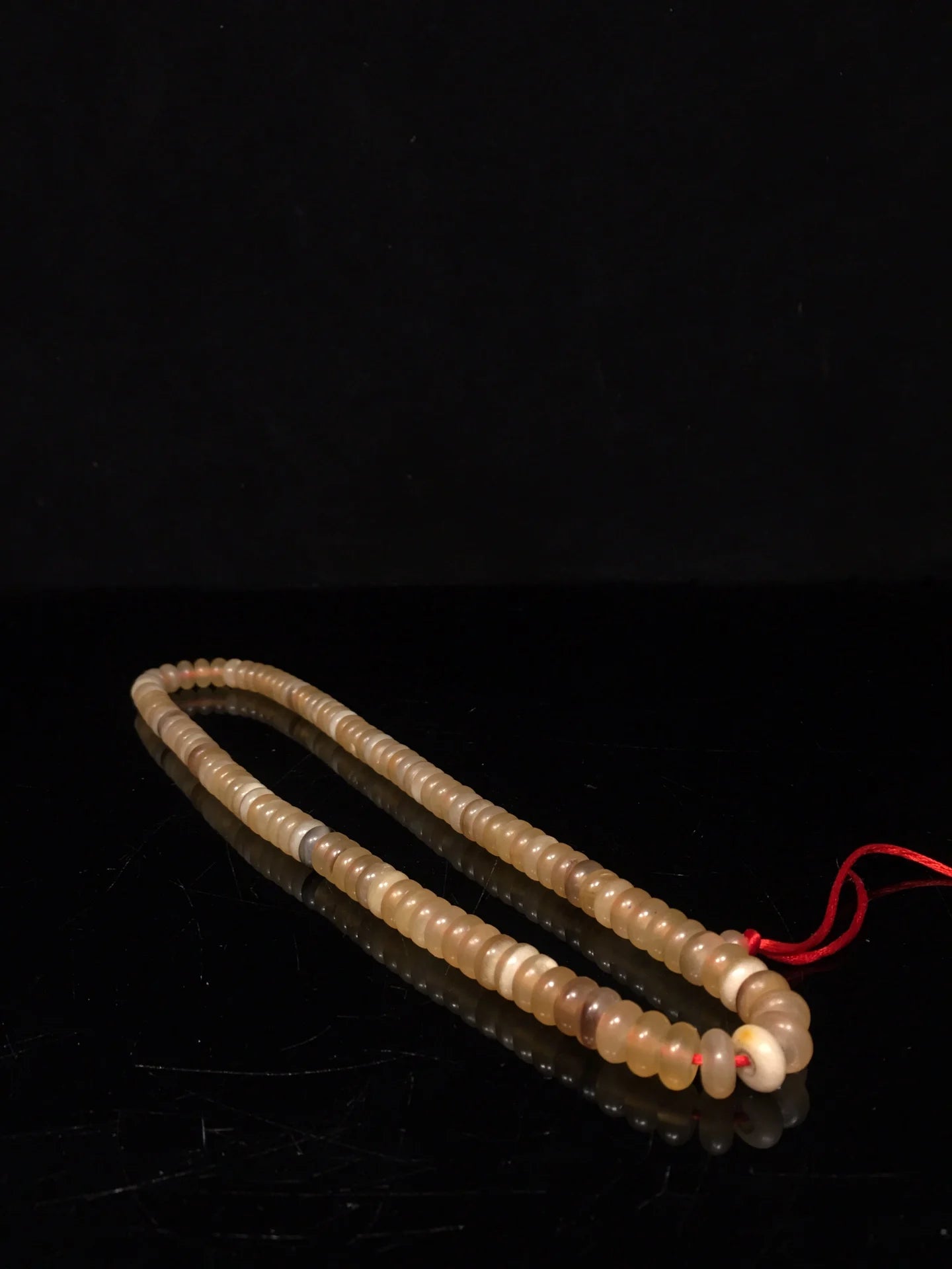 13"Tibetan Temple Collection Old Rhinoceros Horn Abacus Beads 108 Buddha Beads Necklace Pendant Amulet Town house Exorcism