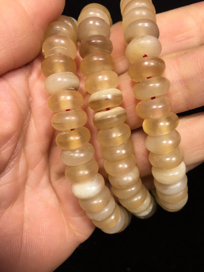 13"Tibetan Temple Collection Old Rhinoceros Horn Abacus Beads 108 Buddha Beads Necklace Pendant Amulet Town house Exorcism