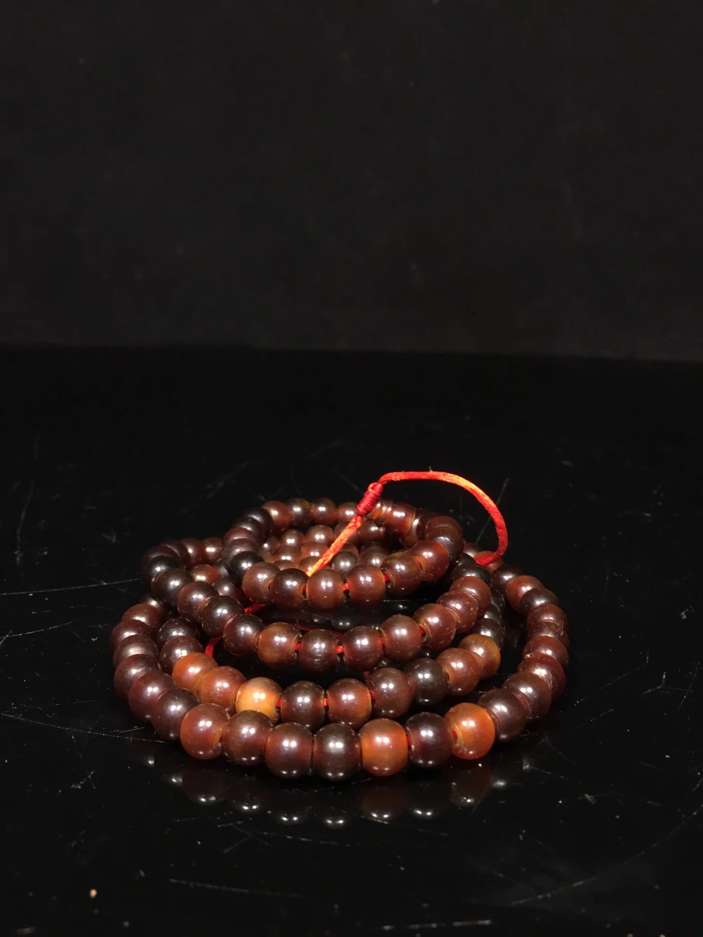 13"Tibetan Temple Collection Old Rhinoceros Horn Abacus Beads 108 Buddha Beads Necklace Pendant Amulet Town house Exorcism