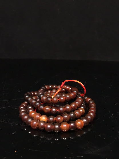 13"Tibetan Temple Collection Old Rhinoceros Horn Abacus Beads 108 Buddha Beads Necklace Pendant Amulet Town house Exorcism