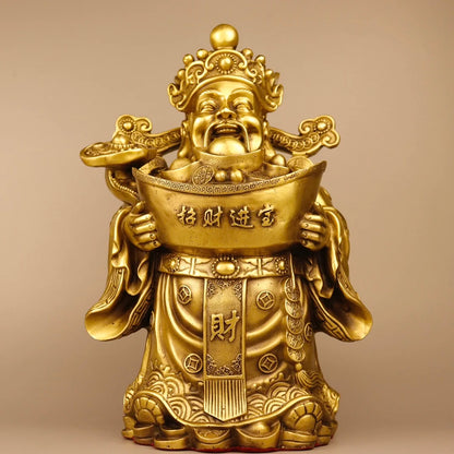 13"Tibetan Temple Seikos Brass Ingots coin As one wishes God of Fortune fat god of wealth Wealth is booming Gather fortune