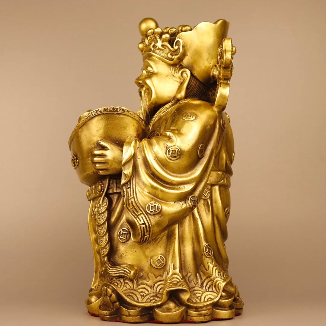 13"Tibetan Temple Seikos Brass Ingots coin As one wishes God of Fortune fat god of wealth Wealth is booming Gather fortune