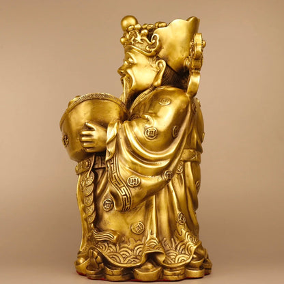 13"Tibetan Temple Seikos Brass Ingots coin As one wishes God of Fortune fat god of wealth Wealth is booming Gather fortune