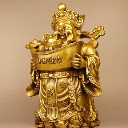 13"Tibetan Temple Seikos Brass Ingots coin As one wishes God of Fortune fat god of wealth Wealth is booming Gather fortune