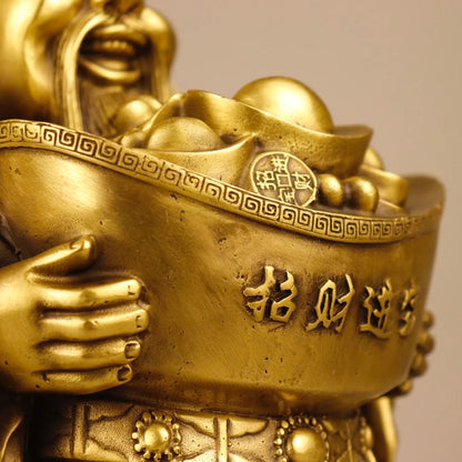 13"Tibetan Temple Seikos Brass Ingots coin As one wishes God of Fortune fat god of wealth Wealth is booming Gather fortune